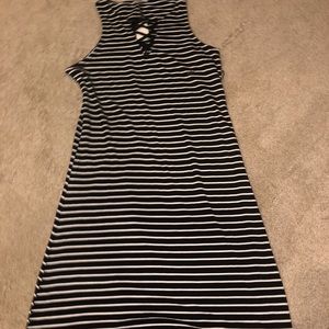 Black and white striped dress